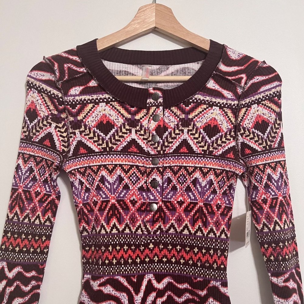 NWT Free People Movement Rally Printed Layer in Zebra Fairisle - Picture 4 of 9